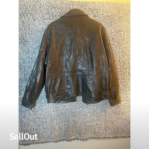 Roundtree & Yorke Men's Black Leather Bomber Jacket XLT Big & Tall - Picture 5 of 12